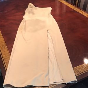 One shoulder long dress.